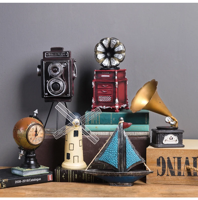Classic Vintage Resin Home Decorative Phonograph Sewing Machine Radio Camera Fan and Vintage Telephone Bar Cafe Restaurant Craft