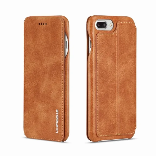 brown Магнитный флип-чехол для iPhone 6 S 7 8 iPhone X XS Max XR, кожаный чехол-бумажник с отделением для карт, чехол для iPhone 6 S 7 8 Plus, чехол - Цвет: brown
