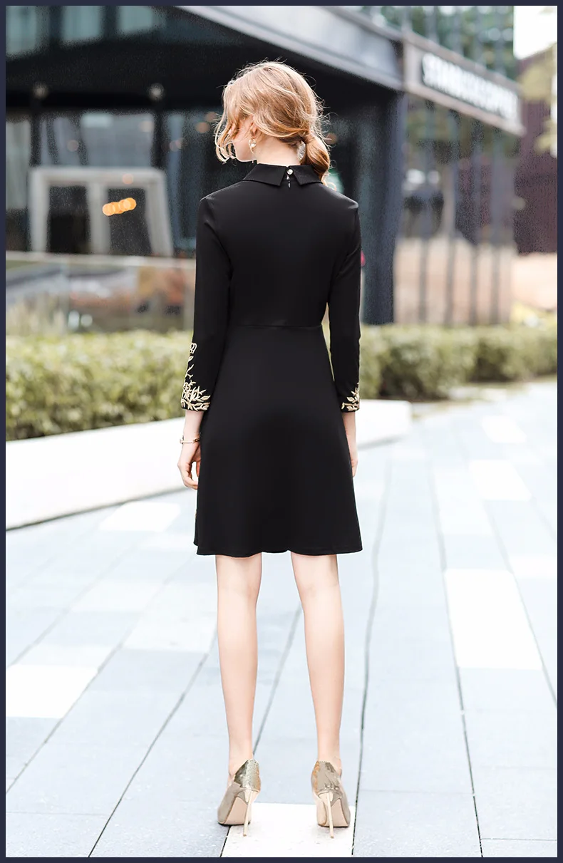 2018 новые весенние Для женщин внешней торговли взрыв Тонкий лацкане пчелы платье