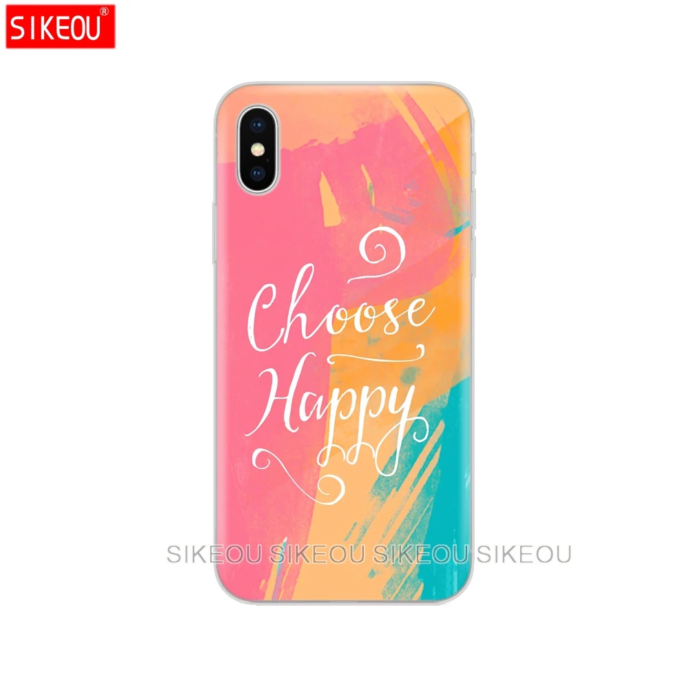 Силиконовый чехол для телефона Iphone 6X8 7 6s 5 5s SE Plus 10 XR XS Max с надписью Think Be Happy