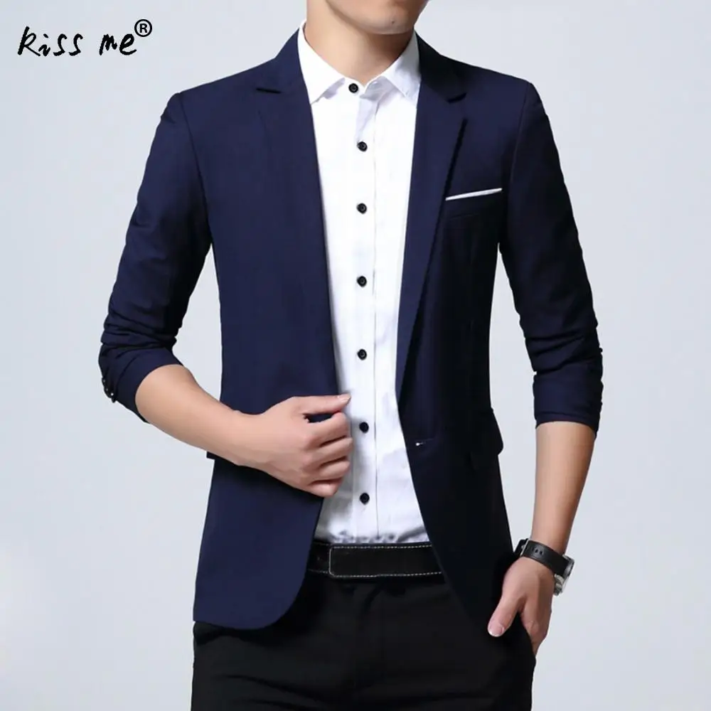 Новое поступление Для мужчин Блейзер Весенний костюм Повседневное Slim Fit пиджак