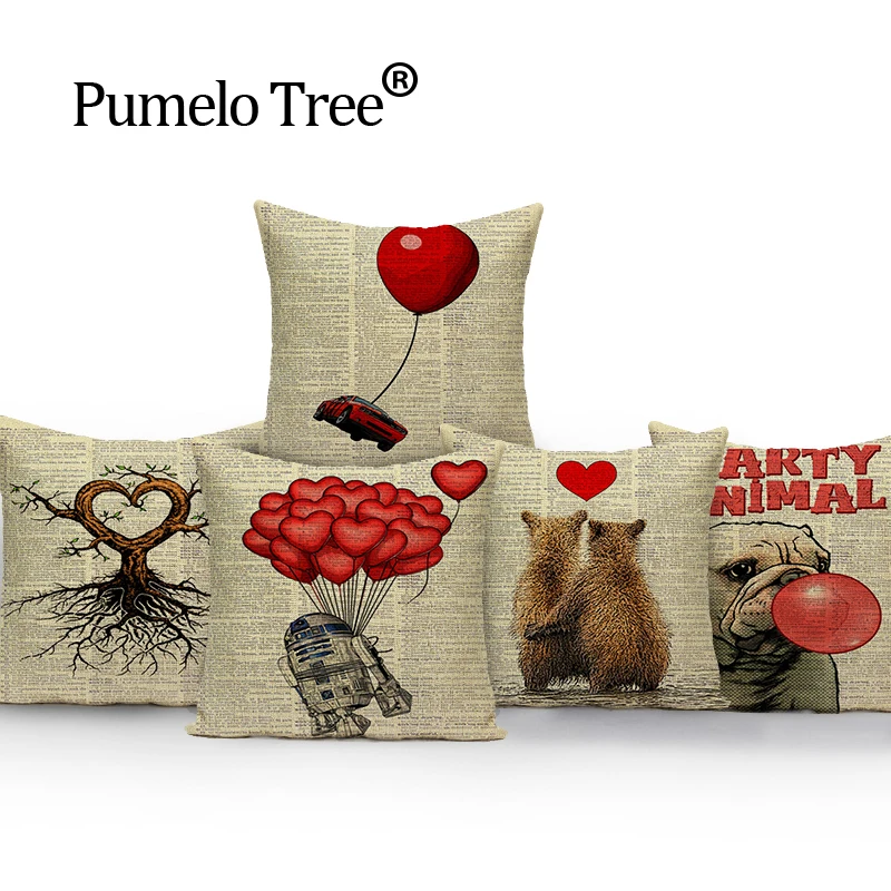 Подушка с изображением животных любовью красная 45*45 см|tropical seat covers|decorative cushion
