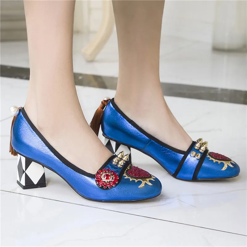 Женские туфли лодочки FEDONAS черные из натуральной кожи на высоком каблуке большие