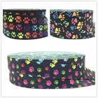 15 мм Разноцветные напечатанные следы собаки и медведя, складные, для самостоятельной сборки, аксессуары для украшения праздника, дня рождения, ленточные резинки для волос