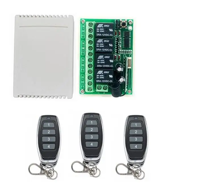add 3pcs remote DC 12 V 4CH радио управление Лер RF беспроводной кнопочный пульт дистанционного управления передатчик приемник гаражные двери/окна/лампы 433mhz - Цвет: add 3pcs remote