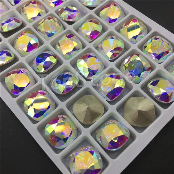 crystal ab TopStone 8 10 12 мм K9 кристалл классический квадратный необычный камень смешанные цвета жир Квадратные Свободные Стразы для изготовления ювелирных изделий своими руками - Цвет: crystal ab