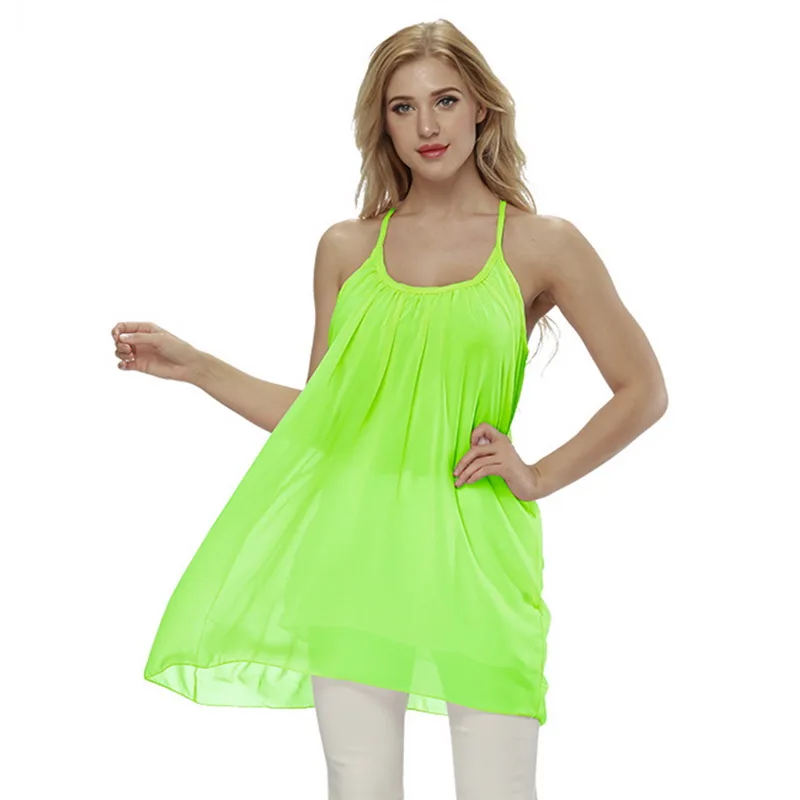 2018 Сексуальное Женское пляжное платье с лямкой на шее без рукавов белое