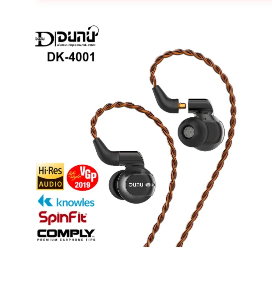 DUNU DK 4001 HiFi аудио Hi Res Beryllium PVD 5 драйвер (4 Ноулз Ба + 1DD) гибридные наушники MMCX съемный