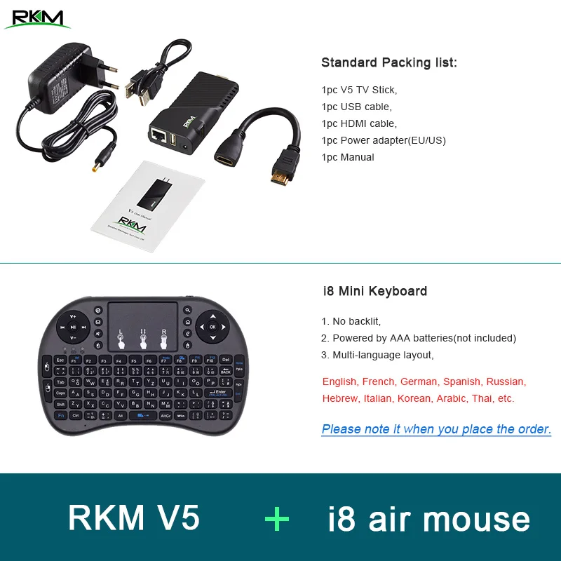 add i8 air mouse RKM V5 Android ТВ-бокс на Rockchip RK3288 четырехъядерный мини-ПК 2G ram 16G 4 K H.265 цифровой медиаплеер - Цвет: add i8 air mouse