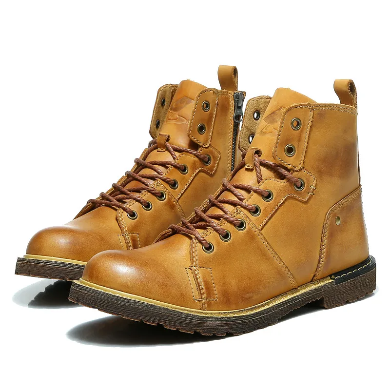 

Top Quality Genuine Leather Men Boots Fashion Men Winter Boots Brand New Brown Gray Yellow