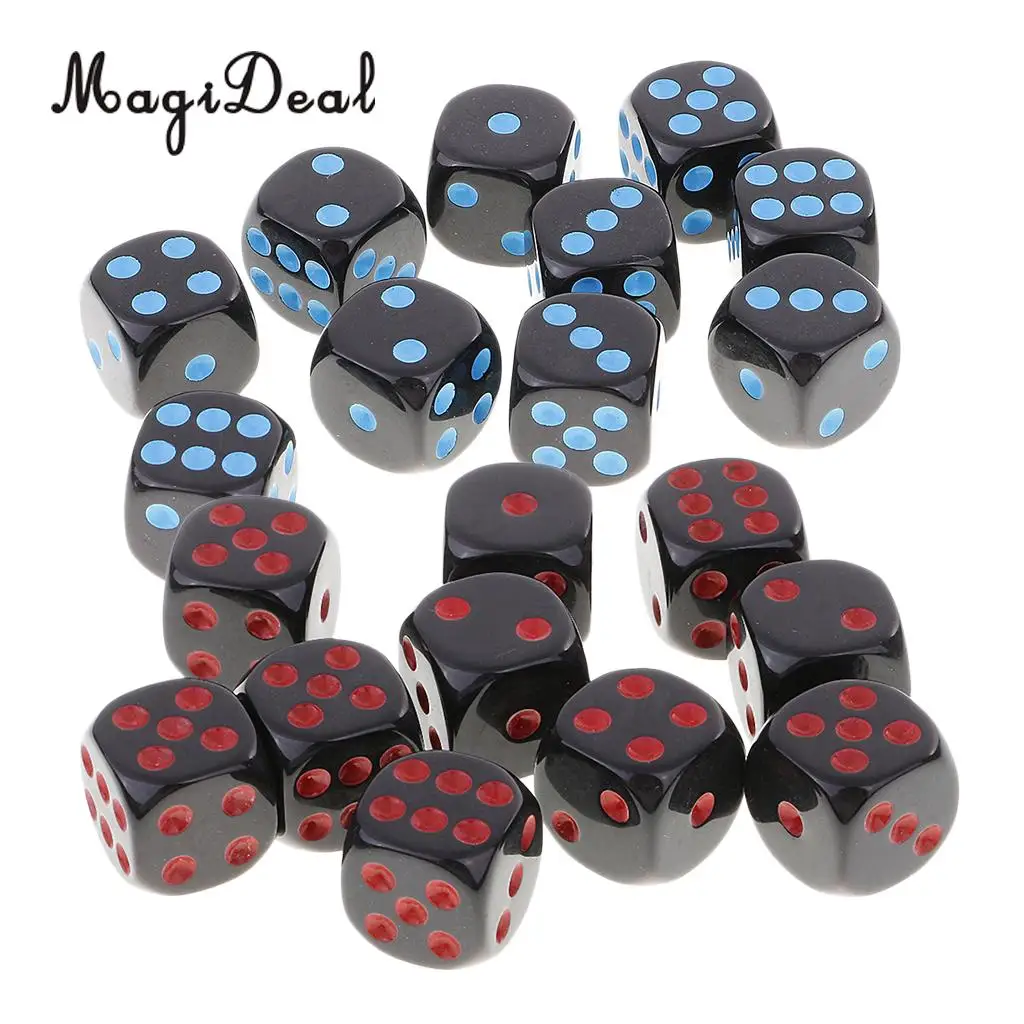 MagiDeal 20 штук 16 мм 6 двухсторонняя точечная кости под давлением D6 Подземелья и Драконы казино RPG MTG настольные игры