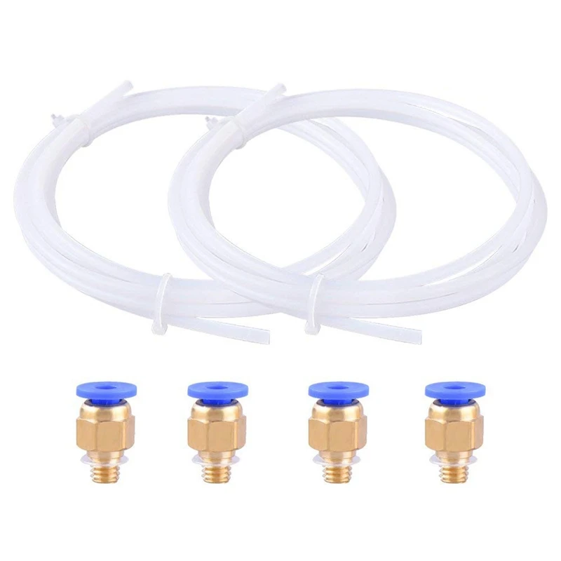 2 предмета Ptfe тефлоновая трубка (2 м) с 4 шт. Pc4-M6 фитинги для 3D-принтеры 1 75 мм нить 0
