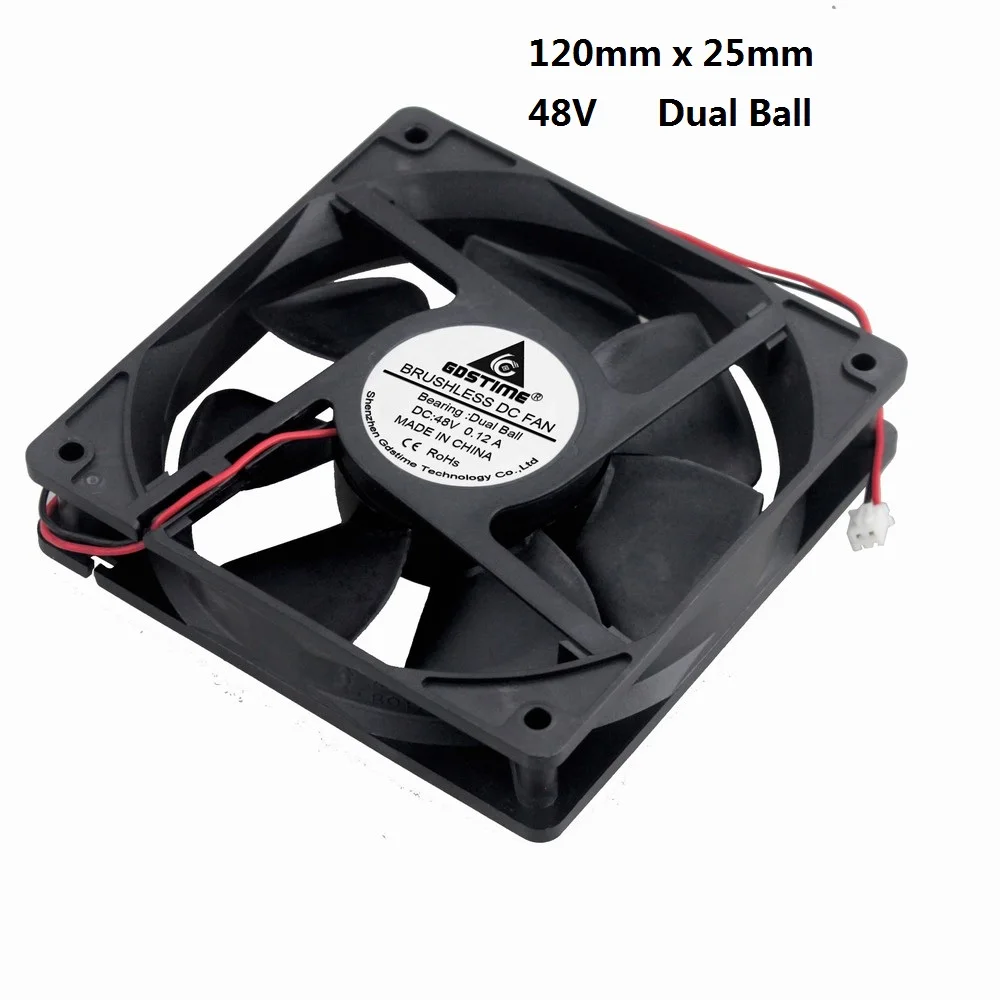 1 шт. Gdstime 12 см 0.12A шарикоподшипник 120 мм x 25 48 вольт DC бесщеточный PC чехол