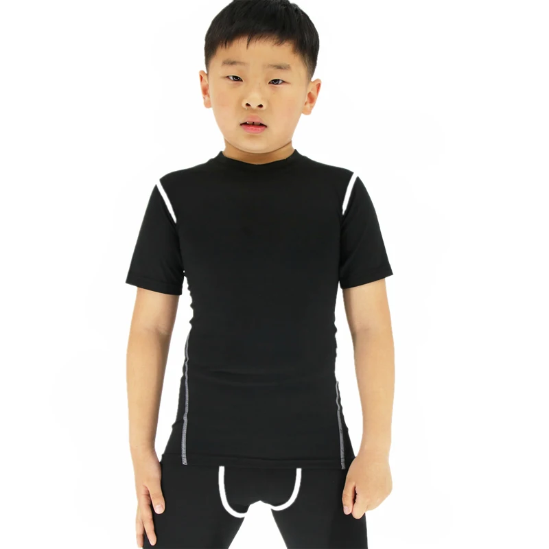 

LANBAOSI Kids Running T-shirt Compression Quick Dry Breathable Fitness Tight Short Sleeves Summer Sport Shirts Top Tee Y50