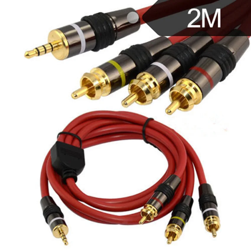 Оптовые продажи 100 шт./упак. 3 5 мм AV штекер 3RCA аудио видео конвертер кабель