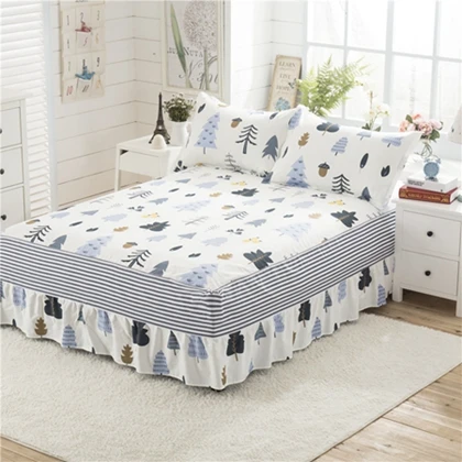 Fitted Sheet7 Геометрическая Полосатая юбка для кровати, гофрированная простыня для принцессы, покрывало из хлопка, плотная простыня для близнецов, покрывало для королевского размера - Цвет: Fitted Sheet7