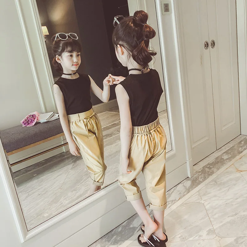 Коллекция 2018 года комплекты одежды для больших девочек детские летние топы штаны