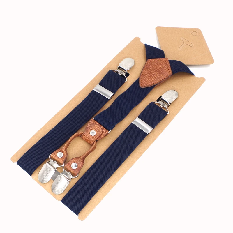 Kids Suspenders 4 Clips Leather Braces Suspensorio Elastic Adjustable Tirantes Bretelles 2.5*75cm New Fashion Design | Аксессуары для