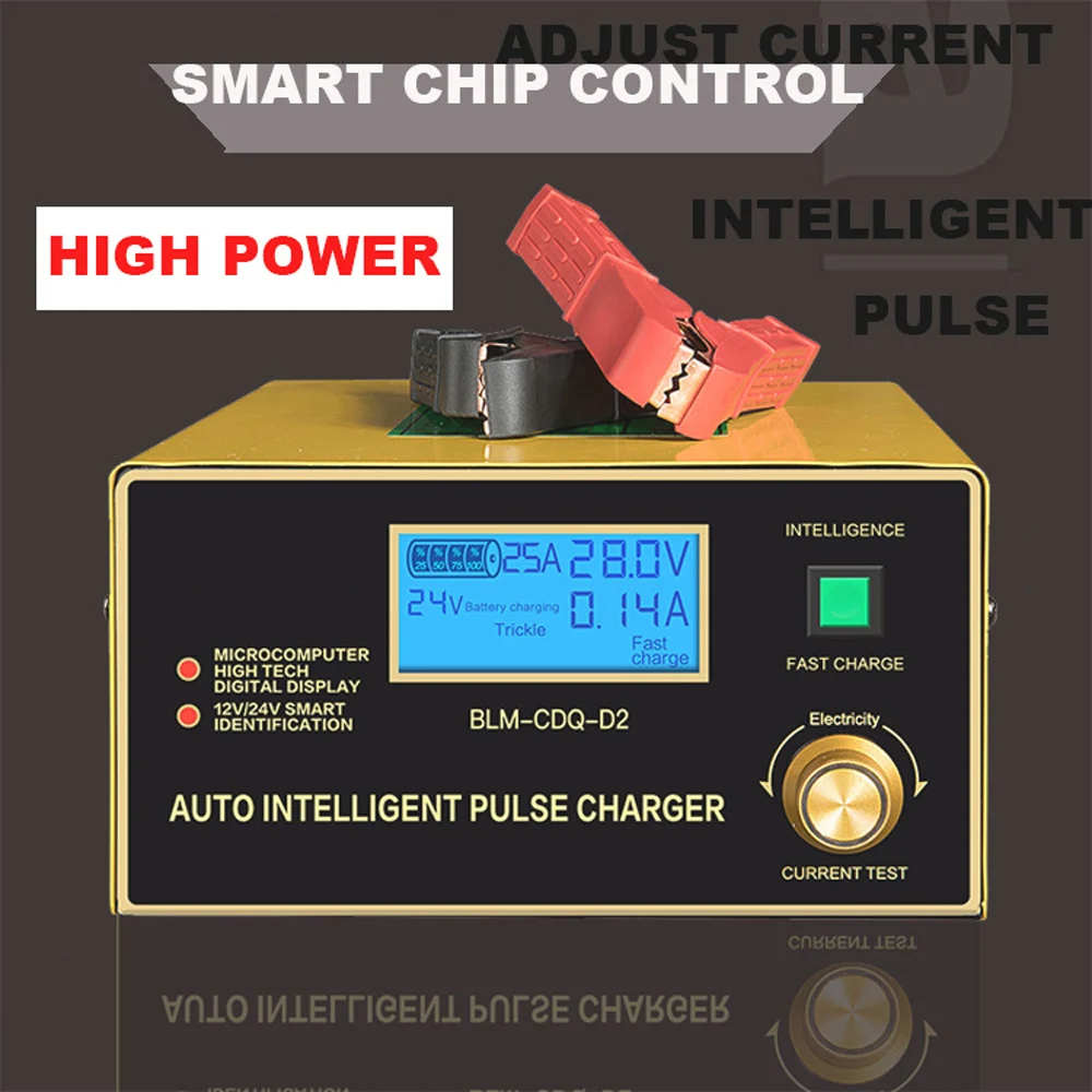 Ру 600W автоматический Смарт 12V 24V автомобиль Батарея Зарядное устройство Английский ЖК-дисплей Дисплей авто ремонт импульса Функция для AGM гель мокрый свинцово-кислотные сухая