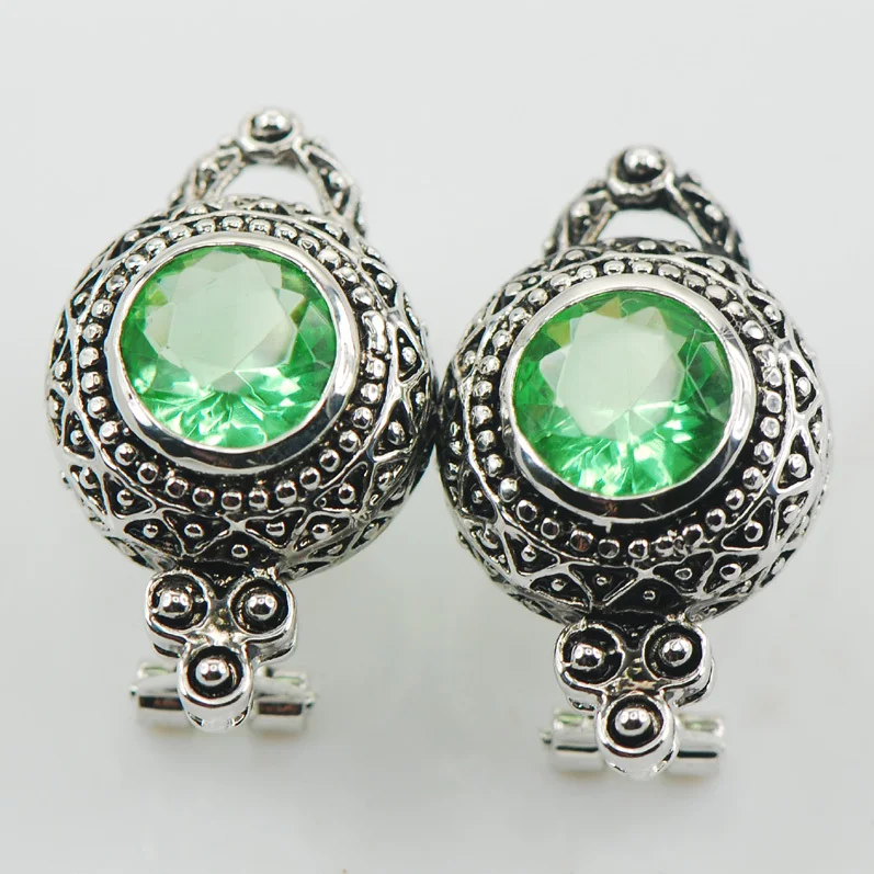 

New Peridot Woman 925 Sterling Silver Crystal Earrings TE512