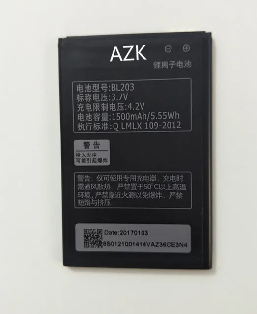 AZK Новая замена аккумулятора BL203 для Lenovo A278T A365E A308T A369 A66 A318T A385E