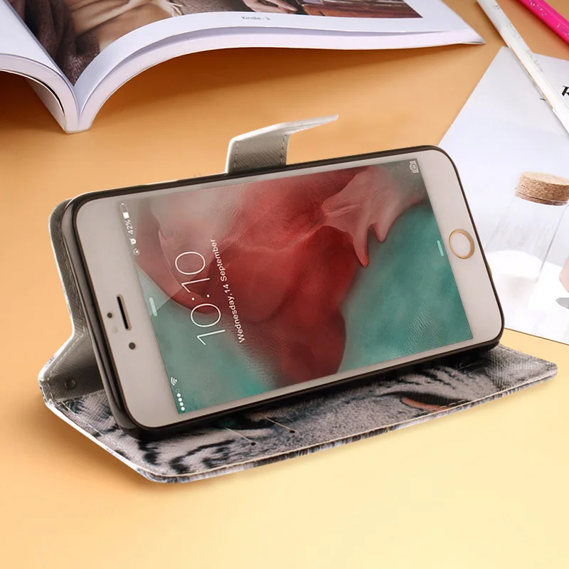 Роскошный кожаный флип чехол с подставкой для iPhone 5 5s 5c 7 plus 8 Чехлы мобильных