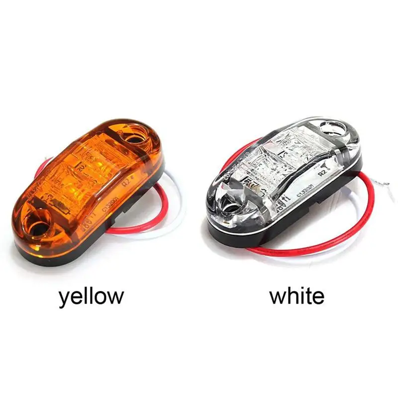

10pcs 2LED 9-30V Oval LED Trailer Truck Clearance Light Side Marker Light (White)