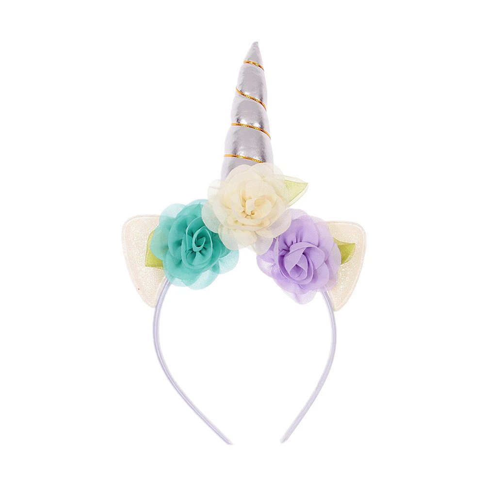 Yundfly Boutique Kids Party Unicorn Horn Headband Leaf Flower Hair Band Girls Headwear Birthday Gift Accessories | Мать и ребенок