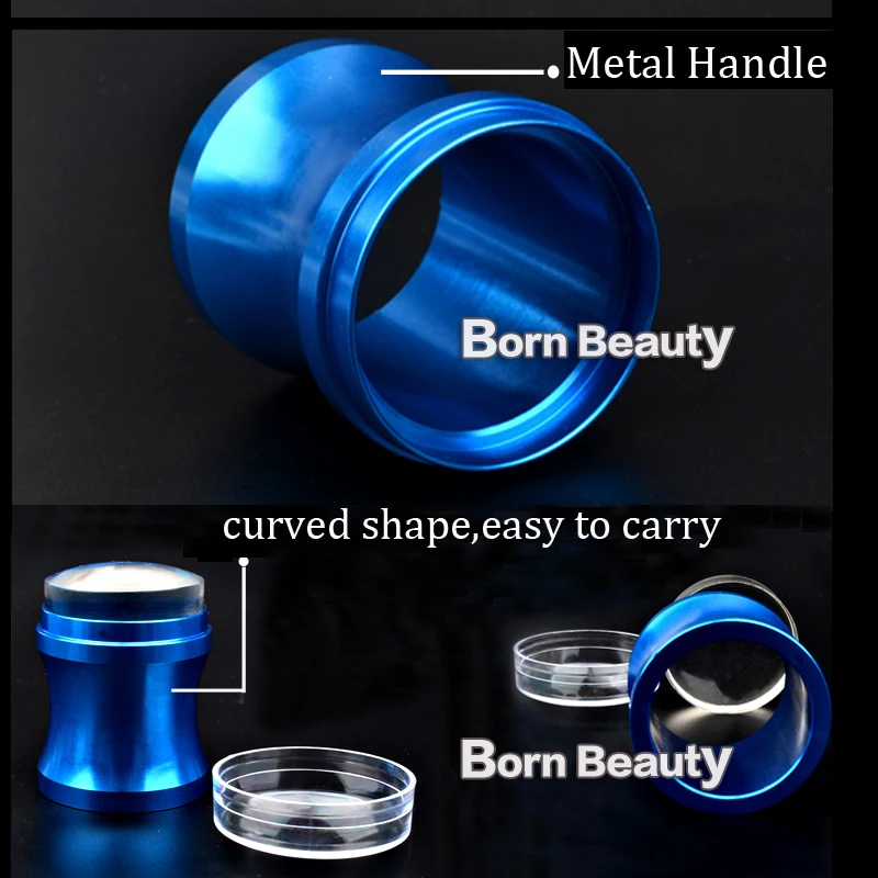 Новинка голубая металлическая ручка скребок для стемпера дизайна ногтей размер