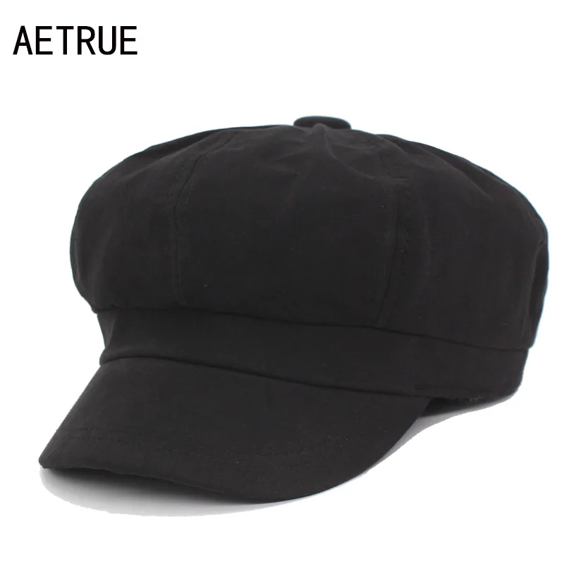 AETRUE новые модные Для женщин восьмиугольная Шапки Кепки женский Шапки для Для женщин Девушка пустой Boina Плоские береты зима газетчик восьмиугольная Кепки s Hat