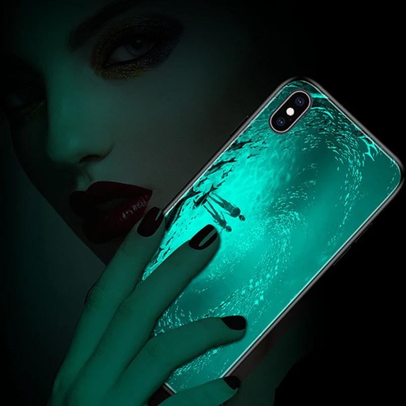 Luminous Tempered Glass Case For Xiaomi redmi Note 5 6 Pro 4 Plus On Mi 8 Lite A1 A2 MAX 3 2 Soft Edge Hard Cover |