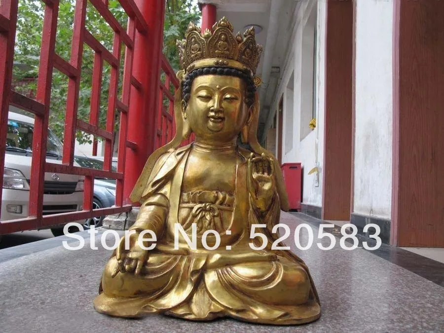 26 &quotКитай Буддизм Храм Бронзовый Gild Мин Кван-Инь Бодхисаттва Статуя Будды | Дом и