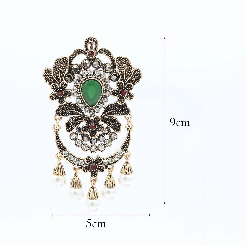 Изысканная индийская женская большая брошь из смолы с имитацией жемчуга булавка
