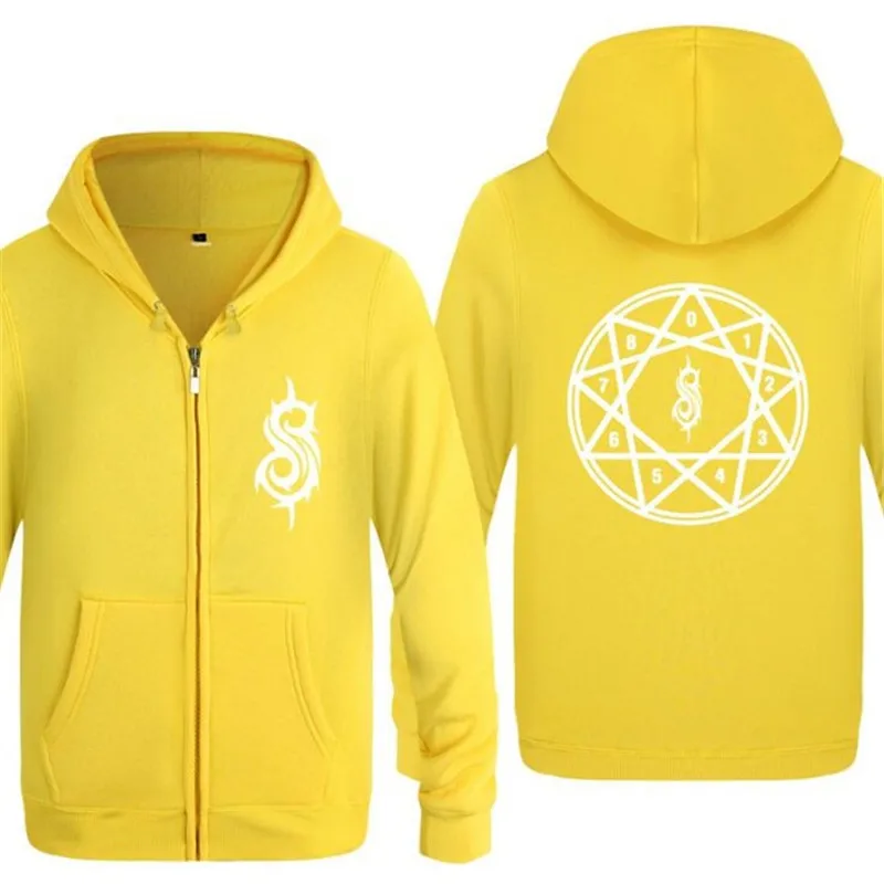 yellow hoodie 12 Для мужчин s Толстовка Rock Slipknot толстовки Для мужчин хип-хоп флисовая куртка на молнии с длинными рукавами пальто толстовка скейт уличная костюм зимний - Цвет: yellow hoodie 12