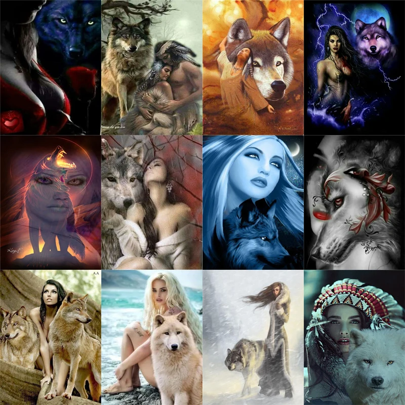 

3D Diy Full Square Diamond Painting Cross Stitch Diamond Mosaic Animal and Women Needlework Diamond Embroidery Home Decora