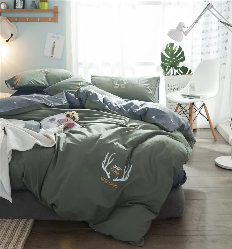 Синий серый 100% хлопок мягкие детские взрослые наборы постельных принадлежностей