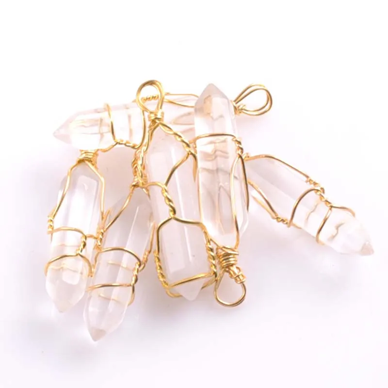 1 шт. натуральный кристалл Кварцевый исцеляющий точка чакры каменный кулон