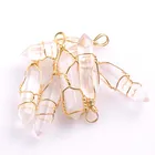 1 шт. натуральный кристалл Кварцевый исцеляющий точка чакры каменный кулон золотой шестиугольный лунный камень хрустальный кулон ожерелье для женщин TRS0184X