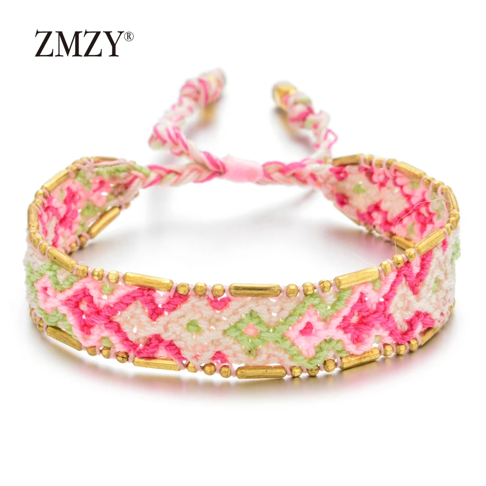 ZMZY новый браслет дружбы в стиле бохо с радужной разноцветной оплеткой для