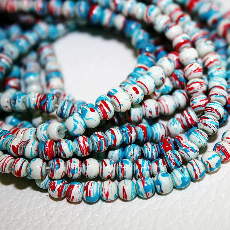 

New Arrivals Approx 210pcs/lot 4mm Beige Beads Glass Round Beads for Jewelry Making & DIY Beads (Painted at random)