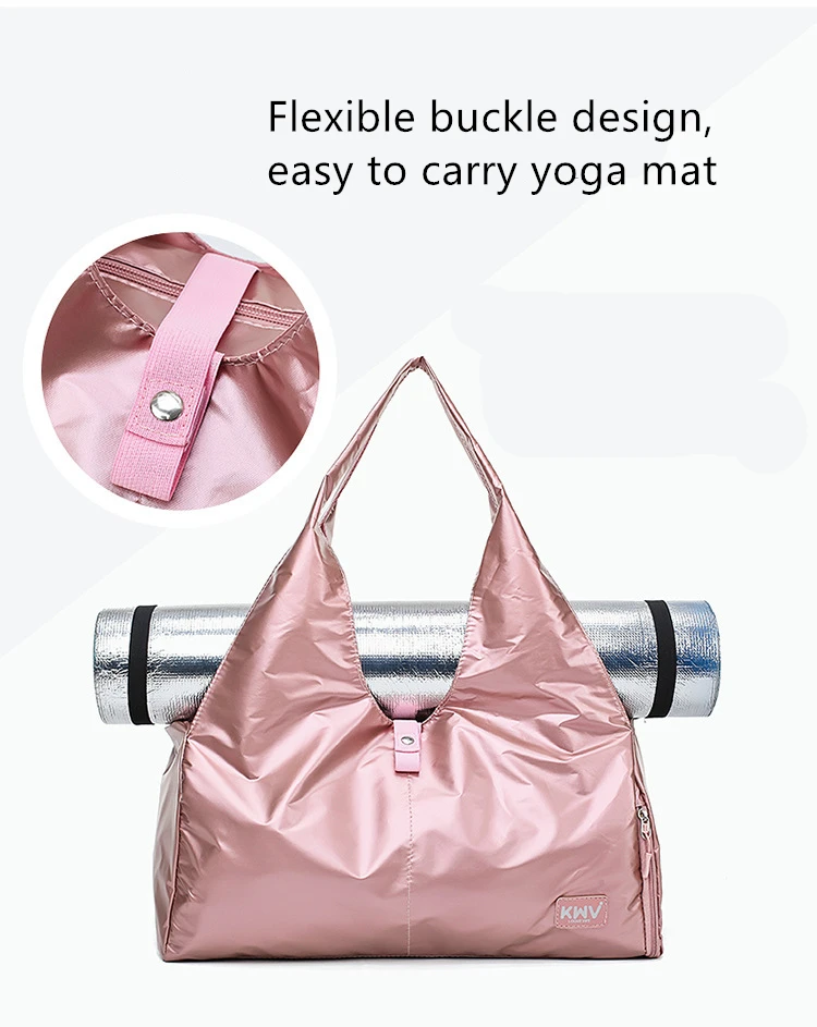 Розовый Блестящий Коврик для йоги сумка путешествий с несколькими карманами
