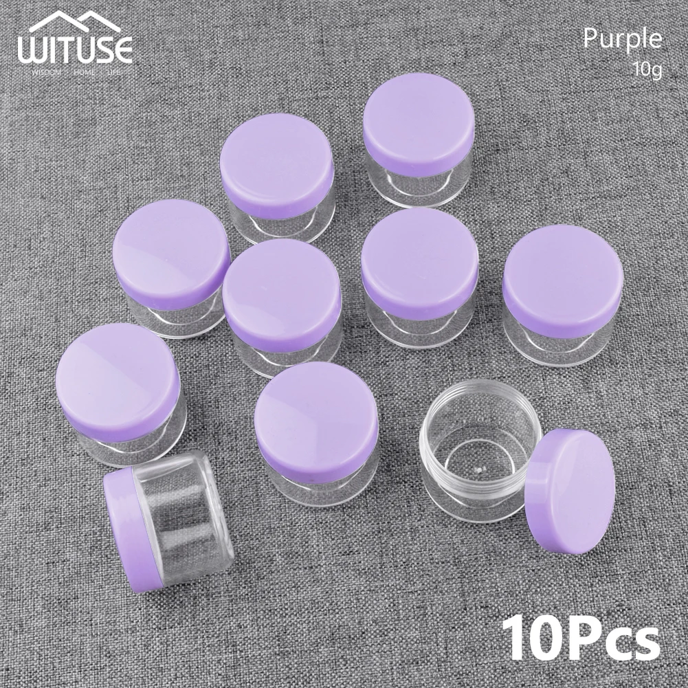 10g Purple Новые 10 штук пластиковые банки для кастрюль пустой косметический контейнер 7 цветов банки для макияжа с крышкой для кремов образец для хранения макияжа 20 г - Цвет: 10g Purple