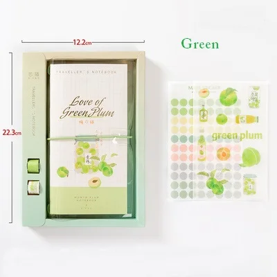 green TN Стандартный личный ежедневник планировщик набор, прекрасный летний журнал путешественник мягкий блокнот Подарочный набор с наклейкой васи лента - Цвет: green