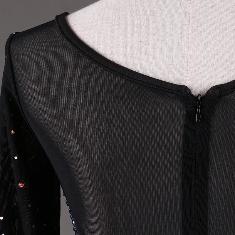 Черное Женское Платье Фламенко для современных танцевальных соревнований