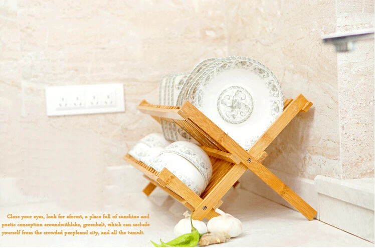 Бамбуковая полка для посуды кухонная утварь хранения сливная полка|kitchen storage|rack