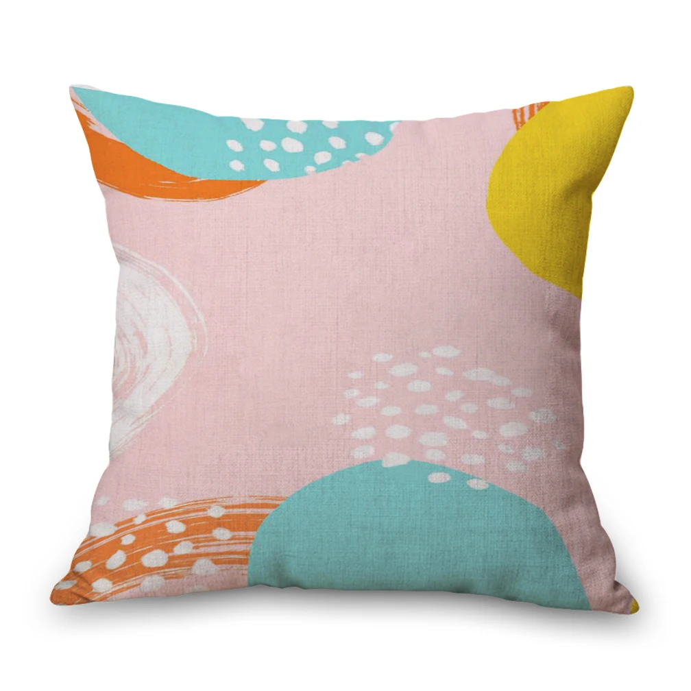 Черно белая Радужная Геометрическая Наволочка на шею льняная кровать для