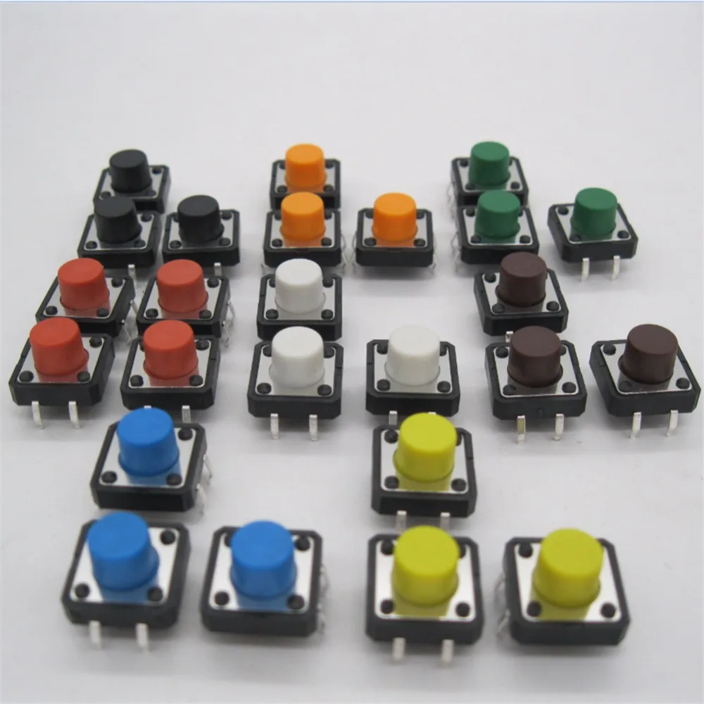 80 шт. 12x12mmx7mm печатной платы Мгновенный Тактильные Такт кнопочный переключатель 4 Булавки DIP 12*12*7 мм