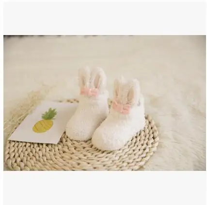 pink Модная детская одежда с мультяшным принтом для малышей, носки с кроликами для новорожденных, нескользящие носки для малышей для девочек/куртка для мальчиков, флисовая Носки 0 до 12 м, Повседневные детские Носки Весна-осень - Цвет: pink