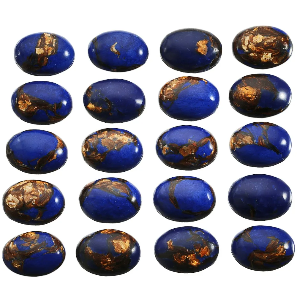 

TUMBEELLUWA 1Lot (5Pc) Royal Blue Sea Sediment Jasper Oval Stone Cabochons Flatback Semi-precious CAB for Jewelry Making,18x25mm