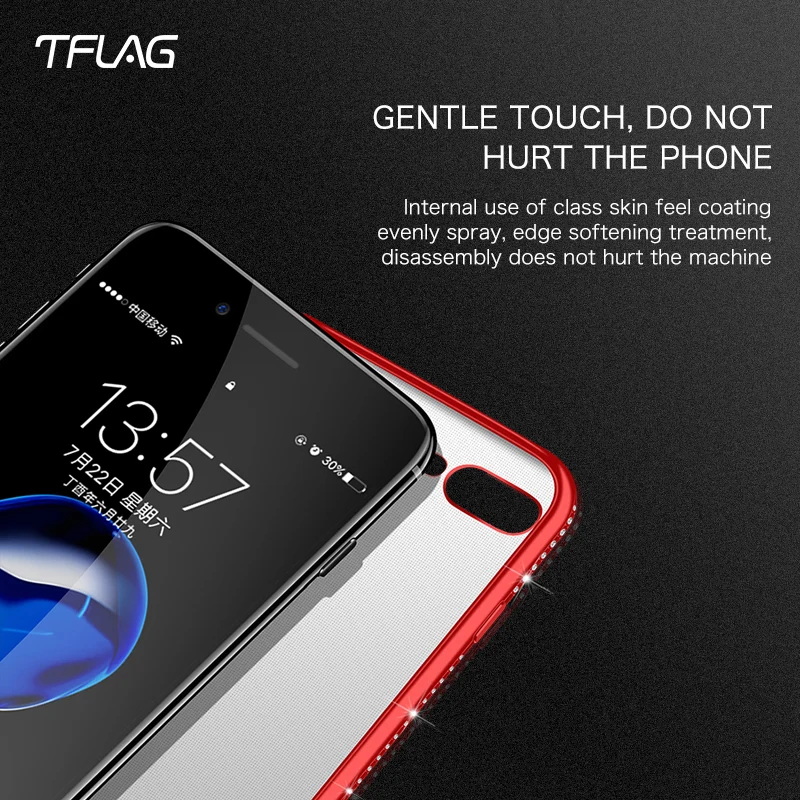 TFlag Премиум люкс Bling Телефон чехол для iPhone 6 6s 7 8 плюс Алмаз Мягкие TPU Кристалл